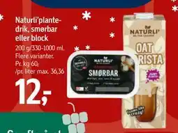 Føtex Naturli’plantedrik, smørbar eller block, DKK 12 tilbud