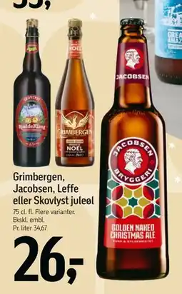 Føtex Grimbergen, Jacobsen, Leffe eller Skovlyst juleøl, DKK 26 tilbud