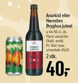 Føtex Anarkist eller Nørrebro Bryghus juleøl, DKK 40 tilbud