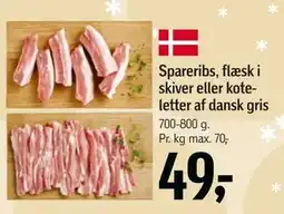 Føtex Spareribs, flæsk i skiver eller koteletter af dansk gris, DKK 49 tilbud