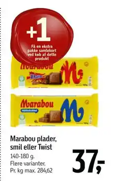 Føtex Marabou plader, smil eller Twist, DKK 37 tilbud