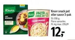 Føtex Knorr snack pot eller sauce 3-pak, DKK 12 tilbud