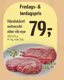 Føtex Håndskåret entrecoté eller rib-eye., DKK 79 tilbud