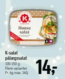 Føtex K-salat pålægssalat, DKK 14 tilbud