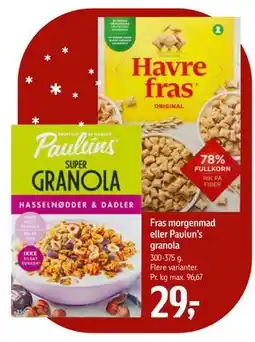Føtex Fras morgenmad eller Paulun’s granola, DKK 29 tilbud