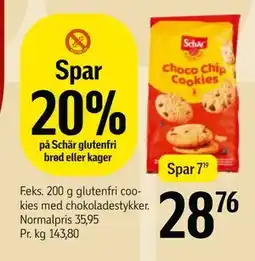 Føtex 200 g glutenfri cookies med chokoladestykker, DKK 28.76 tilbud