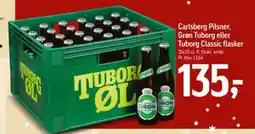 Føtex Carlsberg Pilsner, Grøn Tuborg eller Tuborg Classic flasker, DKK 135 tilbud