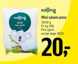 Føtex Mini salami pose, DKK 20 tilbud