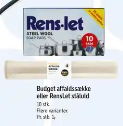 Føtex Budget affaldssække eller RensLet ståluld, DKK 10 tilbud