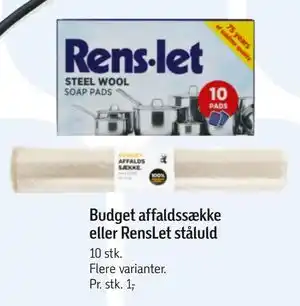Føtex Budget affaldssække eller RensLet ståluld, DKK 10 tilbud