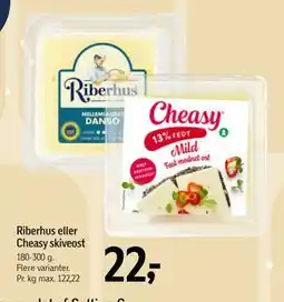 Føtex Riberhus eller Cheasy skiveost, DKK 22 tilbud