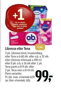Føtex Libresse eller Tena, DKK 99 tilbud