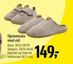 Føtex Hjemmesko med uld, DKK 149 tilbud