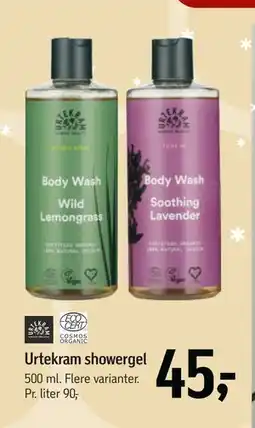 Føtex Urtekram showergel, DKK 45 tilbud