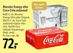 Føtex Monster Energy eller Coca-Cola sodavand, DKK 72 tilbud