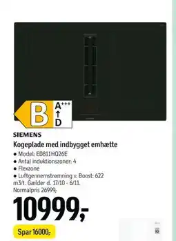 Føtex Kogeplade med indbygget emhætte, DKK 10999 tilbud