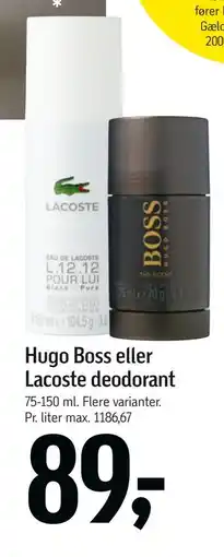Føtex Hugo Boss eller Lacoste deodorant, DKK 89 tilbud