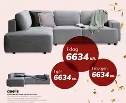 Daells Bolighus SOVESOFA MED OPEN END OG MAGASIN, DKK 6634 tilbud