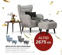 Daells Bolighus ØREKLAPSTOL MED FODSKAMMEL, DKK 2675 tilbud