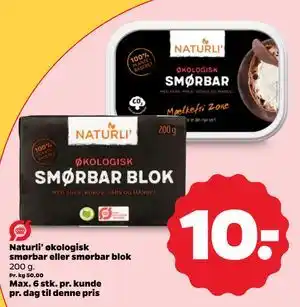 Naturli' økologisk smørbar eller smørbar blok, DKK 10