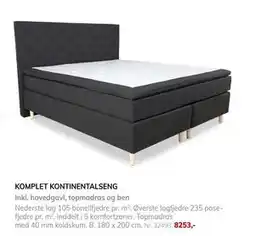 Daells Bolighus KOMPLET KONTINENTALSENG, DKK 8253 tilbud