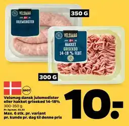Netto Velsmag dansk julemedister eller hakket grisekød 14-18%, DKK 10 tilbud