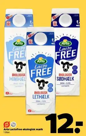 Arla Lactofree økologisk mælk, DKK 12