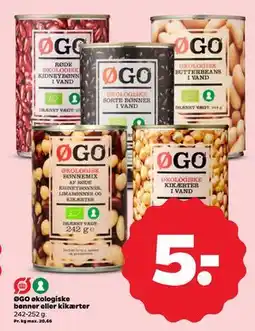 Netto ØGO økologiske bønner eller kikærter, DKK 5 tilbud
