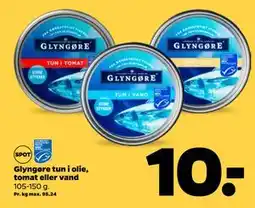 Netto Glyngøre tun i olie, tomat eller vand, DKK 10 tilbud