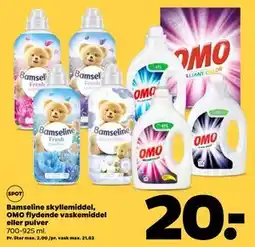 Netto Bamseline skyllemiddel, OMO flydende vaskemiddel eller pulver, DKK 20 tilbud