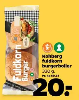Netto Kohberg fuldkorn burgerboller, DKK 20 tilbud