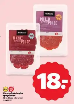 Netto Hanegal økologisk spegepølse, DKK 18 tilbud
