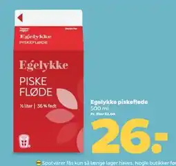 Netto Egelykke piskefløde, DKK 26 tilbud