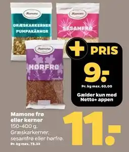 Netto Mamone frø eller kerner, DKK 11, App-pris tilbud