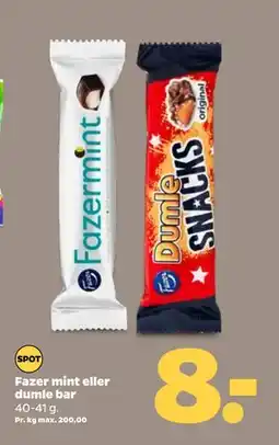 Netto Fazer mint eller dumle bar, DKK 8 tilbud