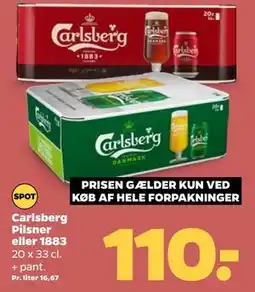 Netto Carlsberg Pilsner eller 1883, DKK 110 tilbud