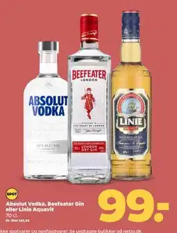 Netto Absolut Vodka, Beefeater Gin eller Linie Aquavit, DKK 99 tilbud