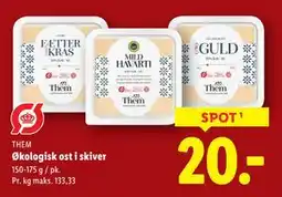 Lidl Økologisk ost i skiver, DKK 20 tilbud