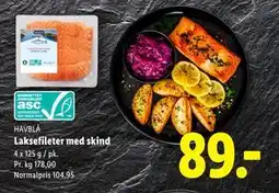 Lidl Laksefileter med skind, DKK 89 tilbud