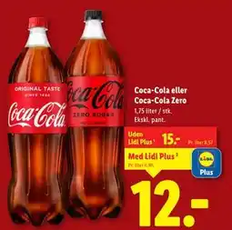 Lidl Coca-Cola eller Coca-Cola Zero, DKK 15, App-pris tilbud