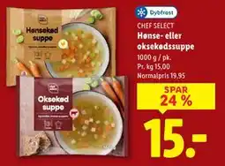 Lidl Hønse- eller oksekødssuppe, DKK 15 tilbud