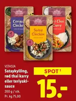 Lidl Sataykylling, rød thai karry eller teriyakisauce, DKK 15 tilbud