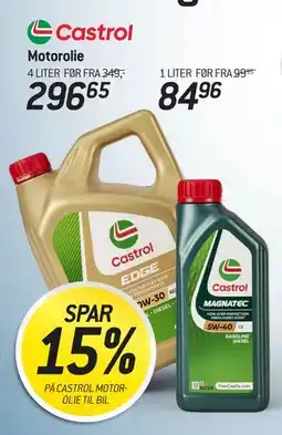 Thansen SPAR 15% PÅ CASTROL MOTOROLIE TIL BIL tilbud