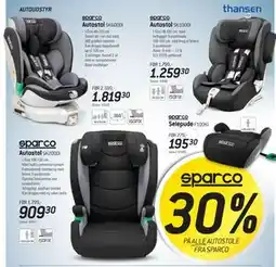 Thansen 30% PÅ ALLE AUTOSTOLE FRA SPARCO tilbud