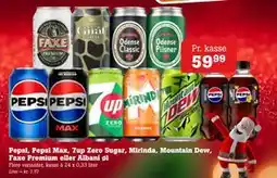 Poetzsch Padborg Pepsi, Pepsi Max, 7up Zero Sugar, Mirinda, Mountain Dew, Faxe Premium eller Albani øl, DKK 59.99 tilbud