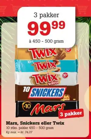 Poetzsch Padborg Mars, Snickers eller Twix, DKK 99.99 tilbud