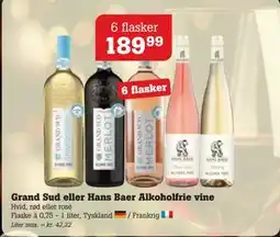 Poetzsch Padborg Grand Sud eller Hans Baer Alkoholfrie vine, DKK 189.99 tilbud