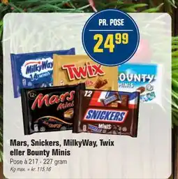 Otto Duborg Mars, Snickers, MilkyWay, Twix eller Bounty Minis, DKK 24.99 tilbud