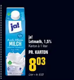 Otto Duborg ja! Letmælk, 1,5%, DKK 8.03 tilbud