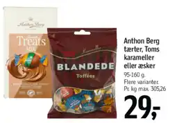 Føtex Anthon Berg tærter, Toms karameller BLANDEDE eller æsker tilbud